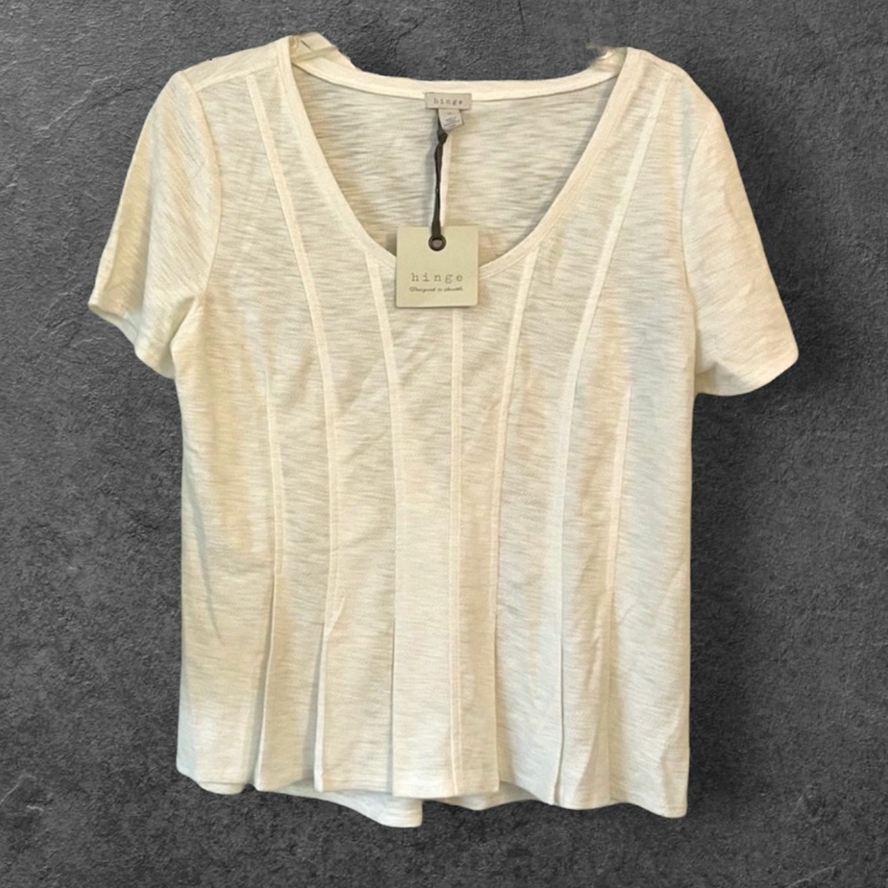 New Cream Short Sleeve Top #whitetops